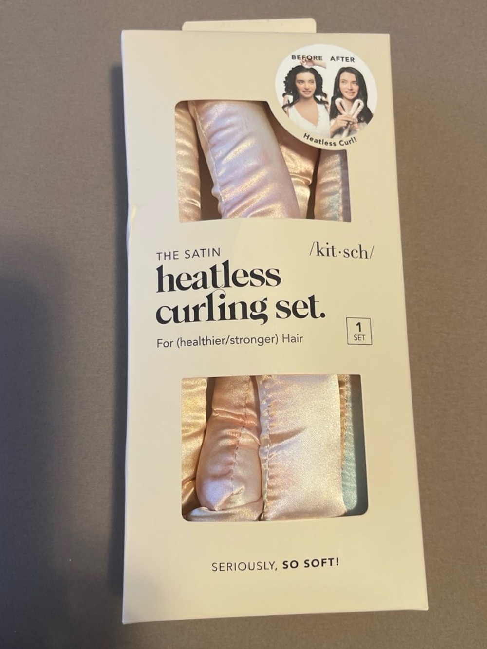 Kitsch Satin Heatless Curling Set - Iridescent Pink & Peach
